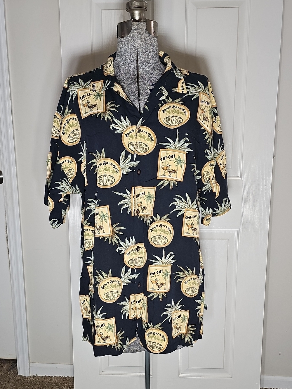 Newport Blue Hawaiian Style Short Sleeve Button Up Casual Bright Shirt Size L